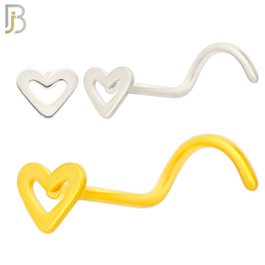 NR37C - 316L Surgical Steel Plain Hollow Heart Design Nose Screw (PACK OF 6) image 0