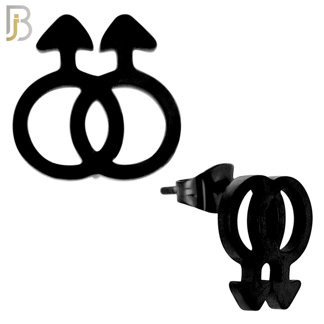 ES09 - 316L Stainless Steel LGBT Gay Symbol Gender Design Earring Stud image 3