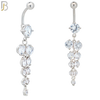 N081  - 316L Stainless Steel Chandelier Round Zircon Dangling Belly Ring image 1