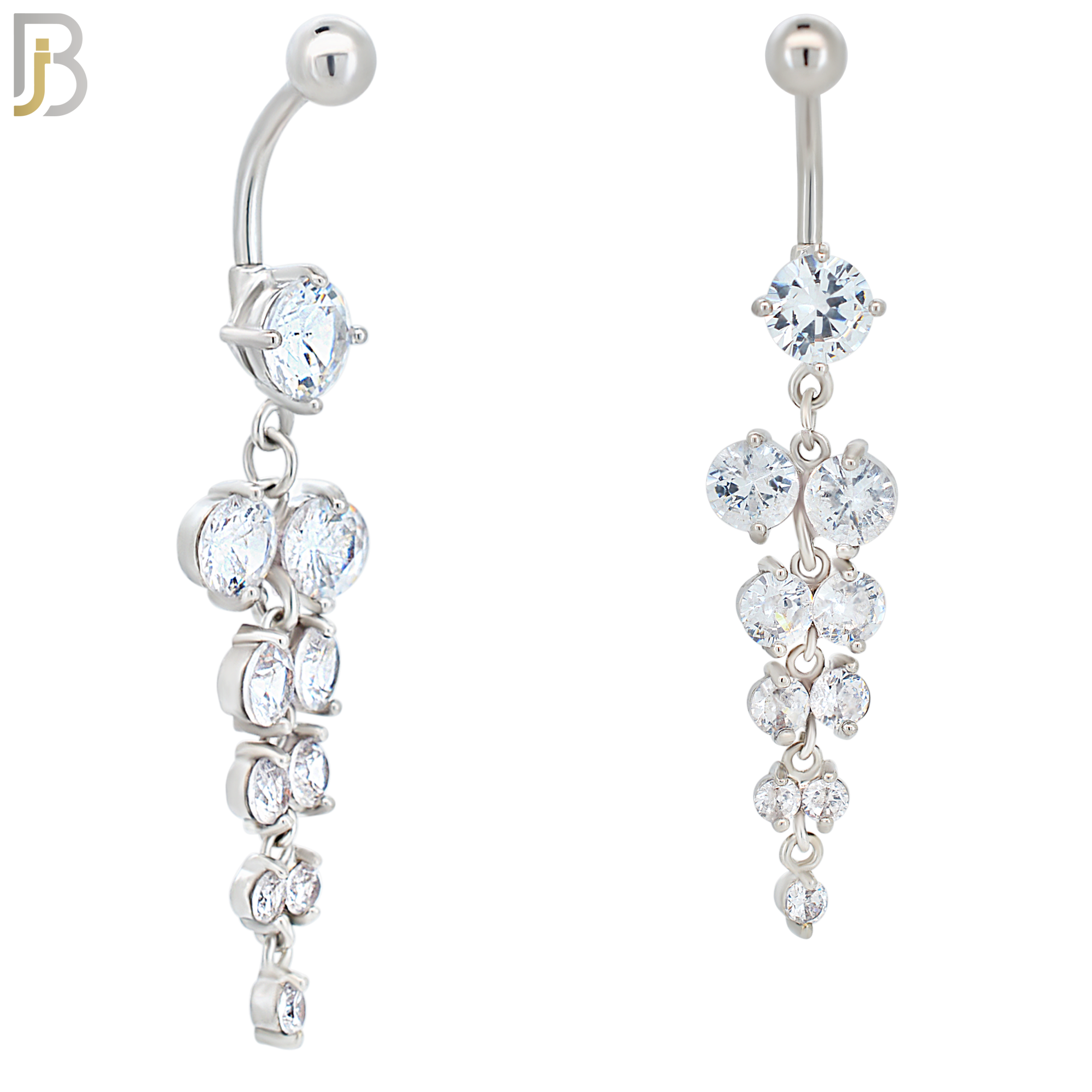 N081  - 316L Stainless Steel Chandelier Round Zircon Dangling Belly Ring image 1