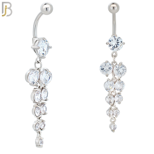 N081  - 316L Stainless Steel Chandelier Round Zircon Dangling Belly Ring image 1