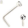 NR36L -   316L Surgical Steel L Shape with 2mm Bezel Setting Round Clear Zircon (PACK OF 6) image 1