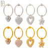 PK-HX04M - 316L Surgical Steel Different Dangling  Designs Helix Hoop Piercing with CZ image 1