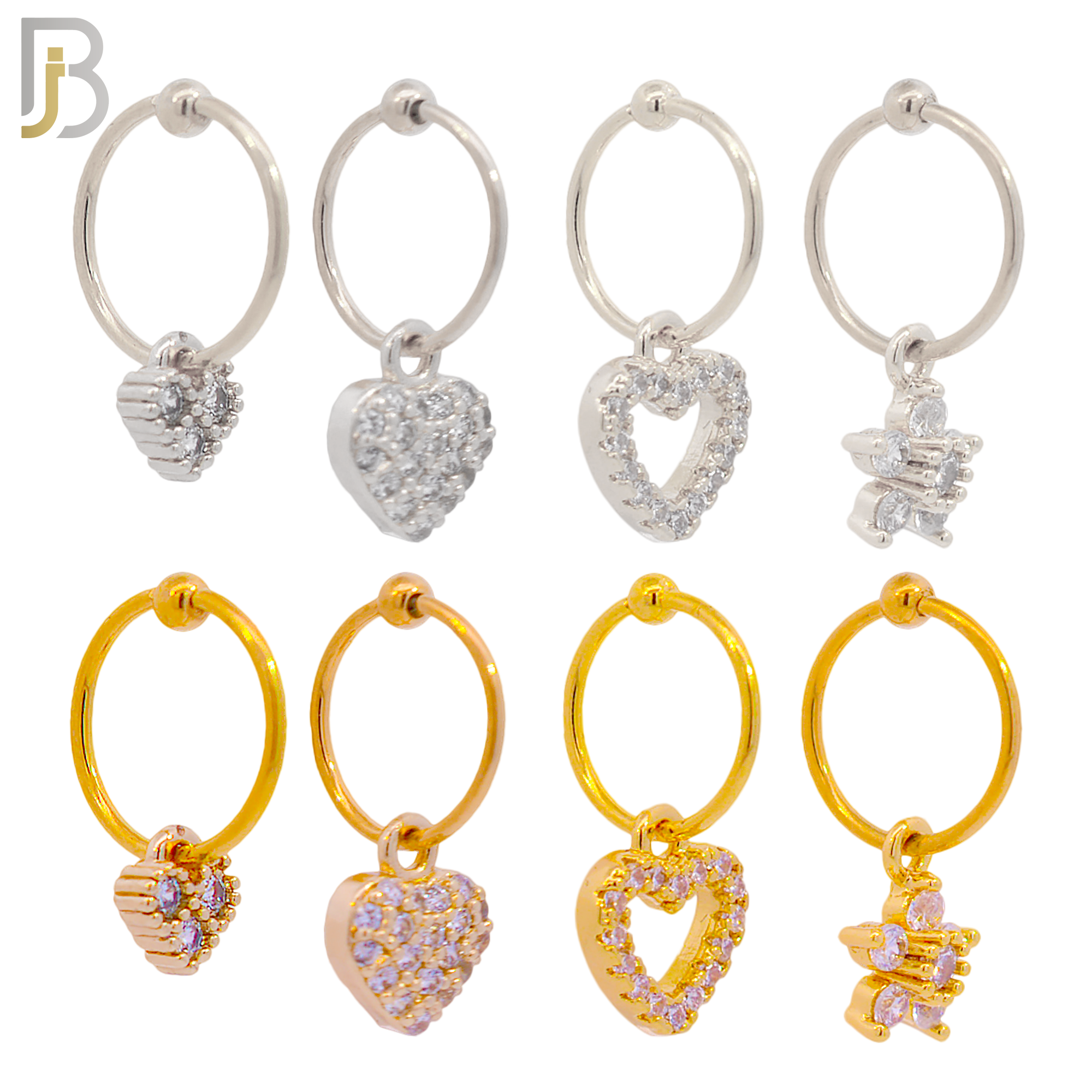 PK-HX04M - 316L Surgical Steel Different Dangling  Designs Helix Hoop Piercing with CZ image 1