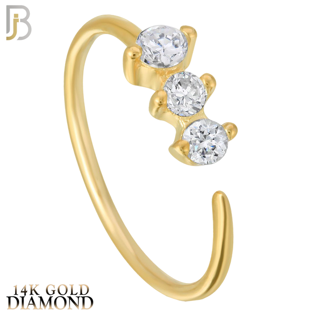 14-CT05D - 14k Yellow Gold Prong Setting 3 GH/SI1 Natural Diamonds Hoops Piercing Twist top Open image 0