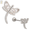 TB29 -316L Surgical Steel Dragonfly Tragus Barbell Cartilage Piercing Screw Ball (PACK OF 6) image 0