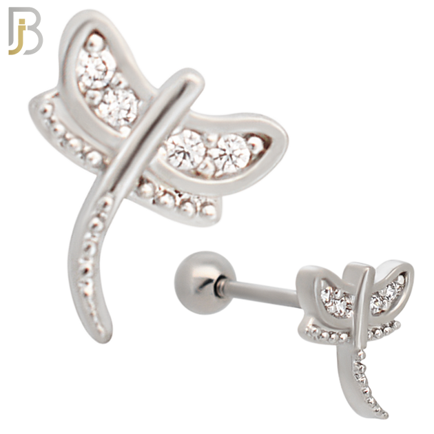 TB29 -316L Surgical Steel Dragonfly Tragus Barbell Cartilage Piercing Screw Ball (PACK OF 6) image 0