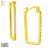 925-ES394 - .925 Sterling Silver CZ Studded Longer Rectangular Hoop Earrings image 1