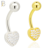 NB96 - 316L Stainless Steel Heart with Multi CZ Banana Belly Ring image 0