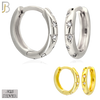 925-ES450 - .925 Sterling Silver Hoop Huggies with 5 Zircon image 0
