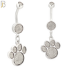 N004 - 316L Stainless Steel Dangling Dog Paw Print Sandpaper Design Belly Ring with 4mm Screw Ball image 1