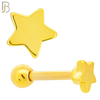 TB48 - 316L Stainless Steel and Brass Plain Star Design Tragus Barbell Cartilage Piercing Externally Threaded (PACK OF 6) image 2