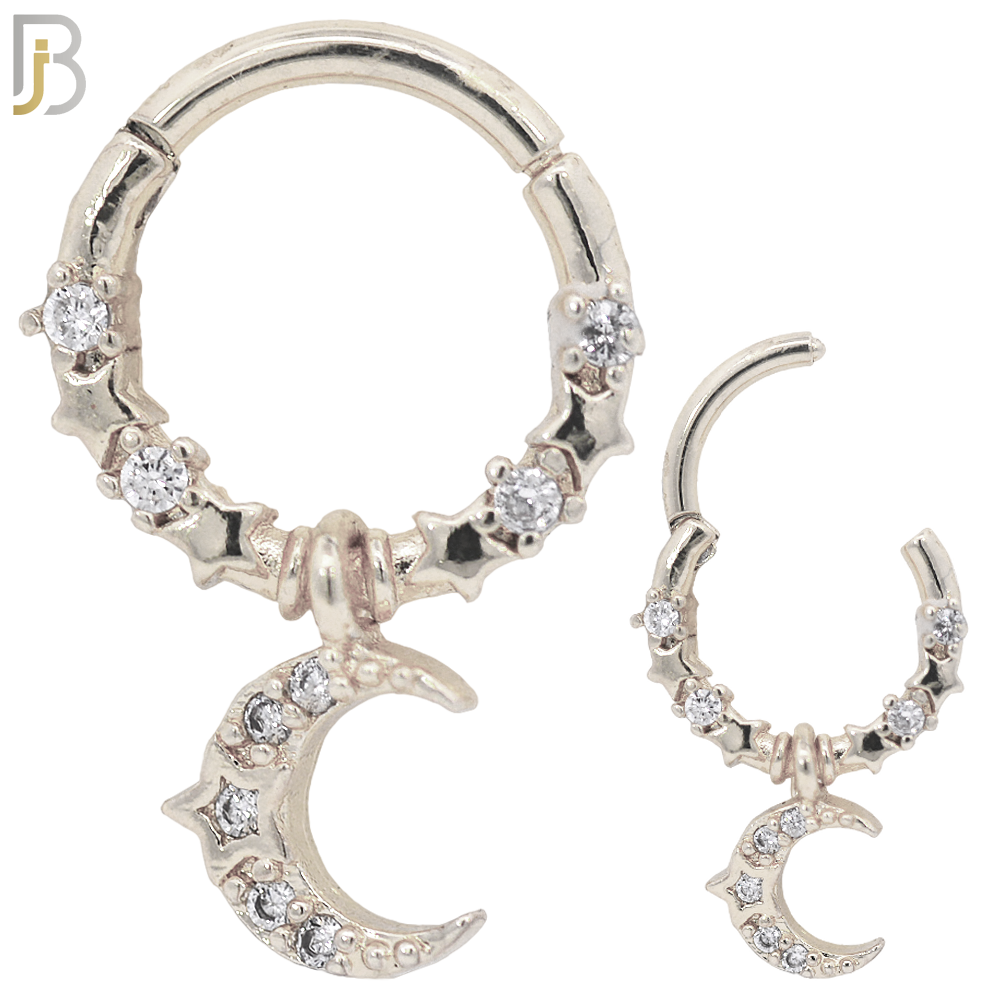 PK-CT106 - 316 Surgical Steel Hinged Nose Hoops with Mixed Dangling Designs - Pack of 30 image 3