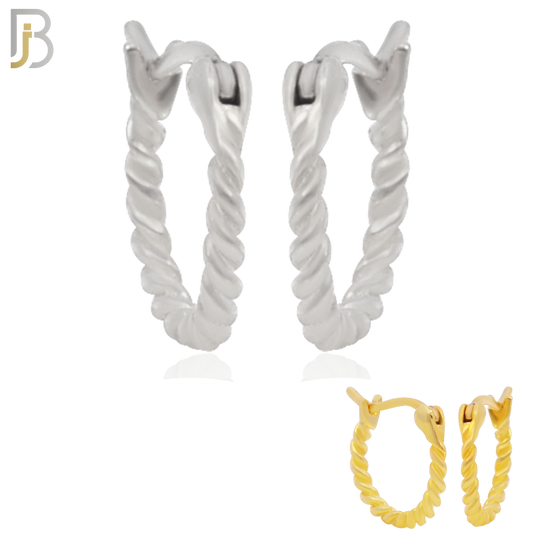 925-ES194 - .925 Sterling Silver Twisted Rope Design Hoop Earrings image 0