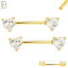 NP03G - 316L Surgical Steel Gold Plated Screw Prong Heart Zircon Nipple Ring Piercing image 4