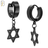 ES40 - 316L Stainless Steel Dangling Star of David  Design Huggies Clip On image 3
