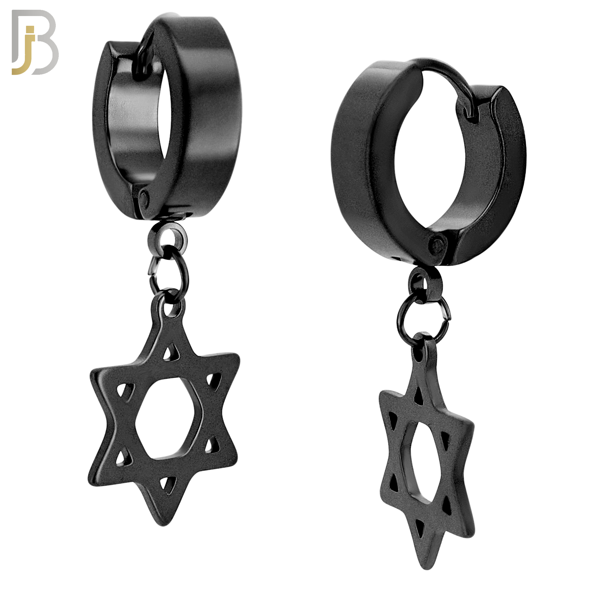 ES40 - 316L Stainless Steel Dangling Star of David  Design Huggies Clip On image 3