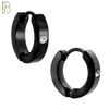 ES116K - 316L Black Plated Stainless Steel Plain Huggies with Single Zircon Clip On image 1