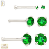 14-NR01CWE - 20g 14k White Gold Nose Bone with Emerald Colored CZ image 0