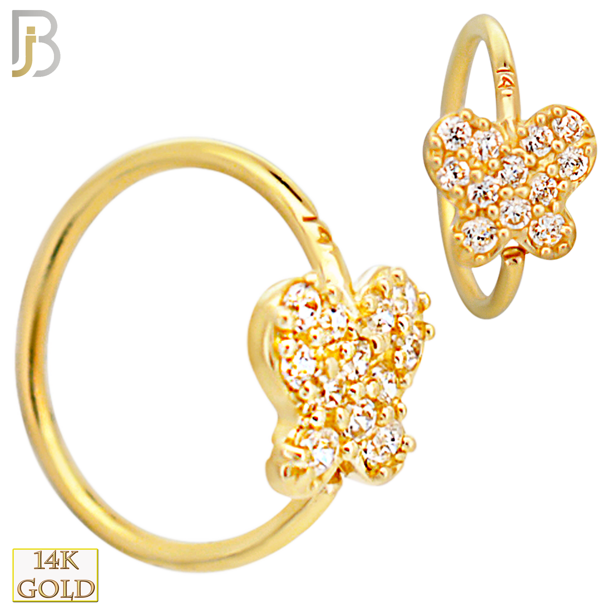 14-CT118 - 14K Yellow Gold Butterfly Hoop with Multi CZ image