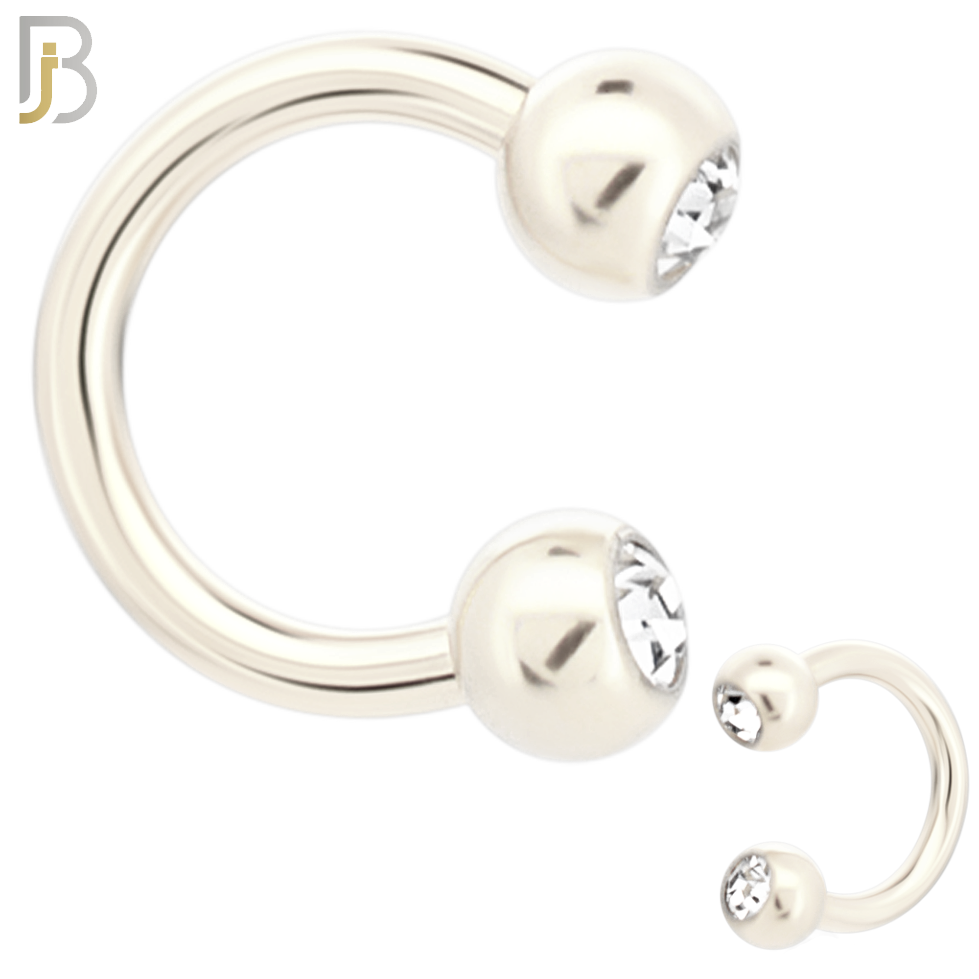 HS05S - 316L Surgical Steel Horseshoe with Double Gem Screw Ball External Threaded (PACK OF 6) image 1