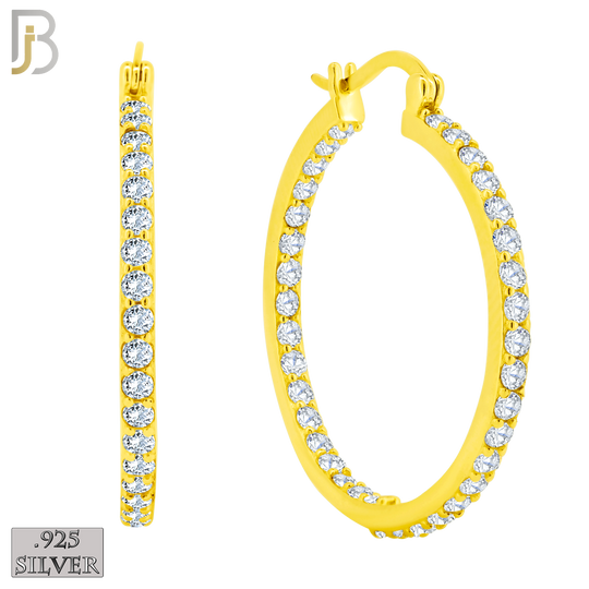 925-ES252 - .925 Sterling Silver Hinged Hoop Earrings with Zircon image 9