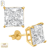 14-ES72YC - 14K Yellow Gold Earring Stud Casting Square Prong Setting Clear Zircon image 1