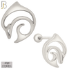 925-ES413 - Screw Ball Back - 925 Sterling Silver Plain Hollow Dolphin Curl Stud Earrings image 0