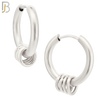 ES279 - 316L Stainless Steel Plain Huggies with 5 Rings Clip On - Steel image