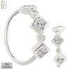 925-CT104 - 925 Sterling Silver Alternating Square and Round Zircons in Bezel Settings Twist to Open Hoops (Pack of 6) image 0