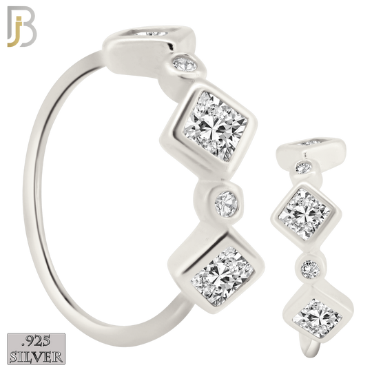 925-CT104 - 925 Sterling Silver Alternating Square and Round Zircons in Bezel Settings Twist to Open Hoops (Pack of 6) image 0
