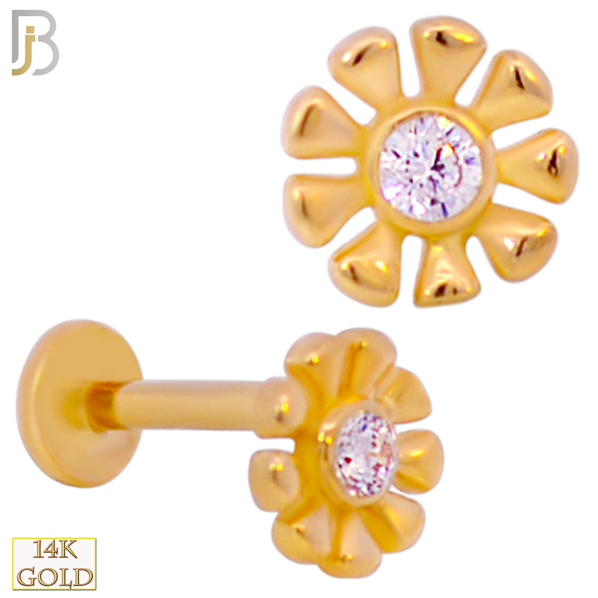 14-LB86 - 14k Yellow Gold 9 Petal Flower with Center CZ image 0