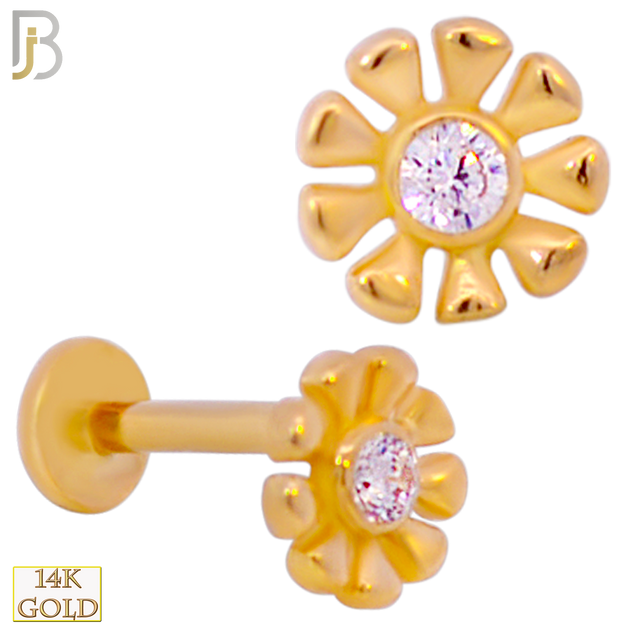 14-LB86 - 14k Yellow Gold 9 Petal Flower with Center CZ image 0