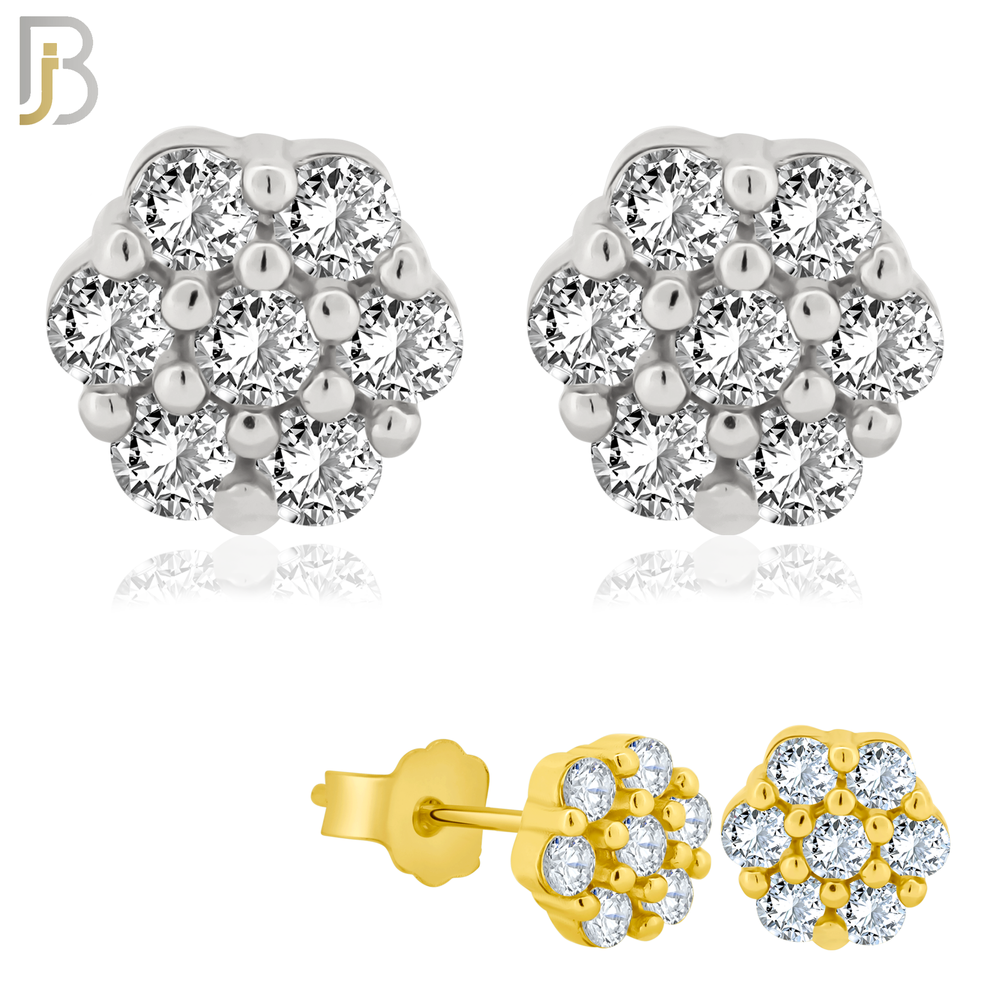 925-ES32 - .925 Sterling Silver 5mm Flower Prong Zircon Earring Stud image 0