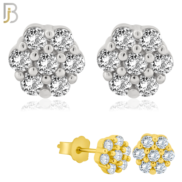 925-ES32 - .925 Sterling Silver 5mm Flower Prong Zircon Earring Stud image 0