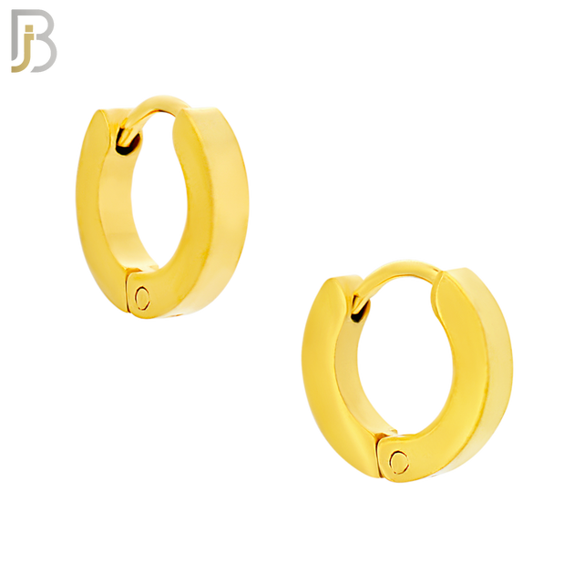 ES85G - 316L Stainless Steel Gold Plated Plain Design Huggies Clip On image 1