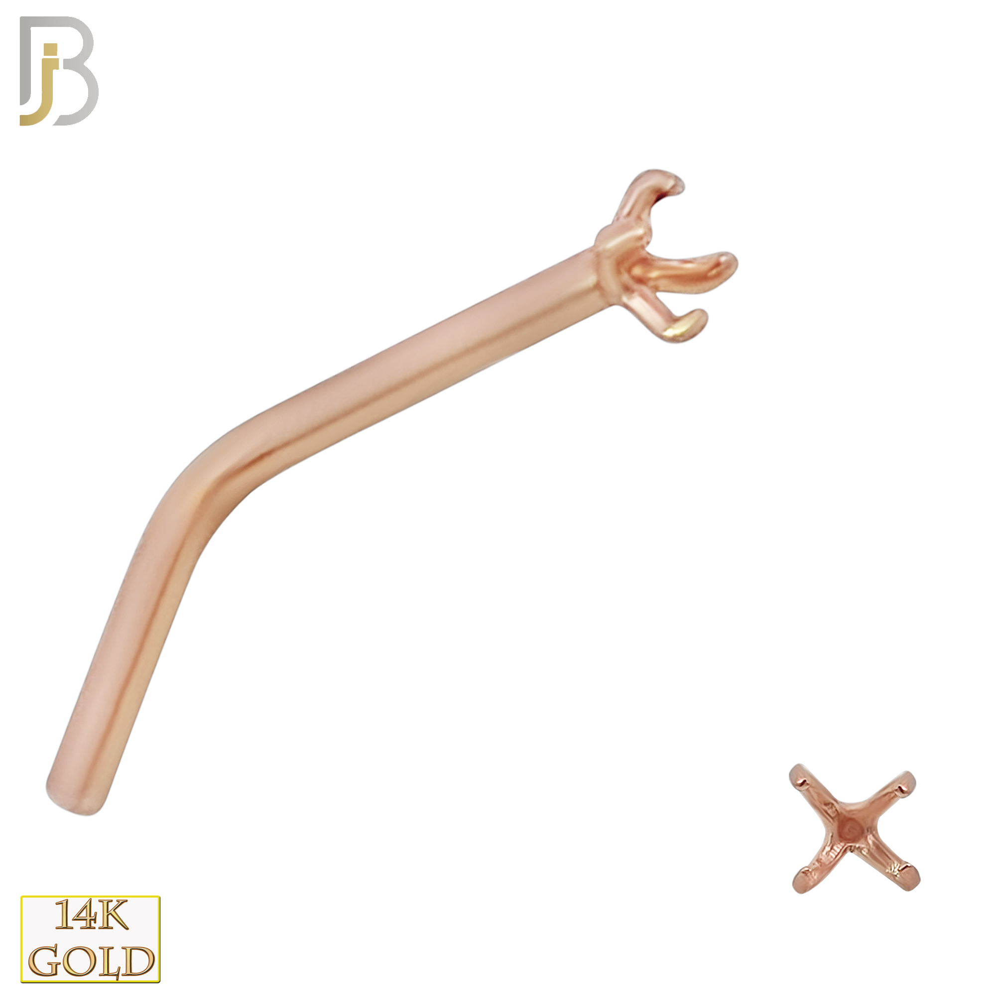 14-NR10R-20 - 20g Thickness 14k Solid Rose Gold Prong Setting L-Shape Mounting Only image 1