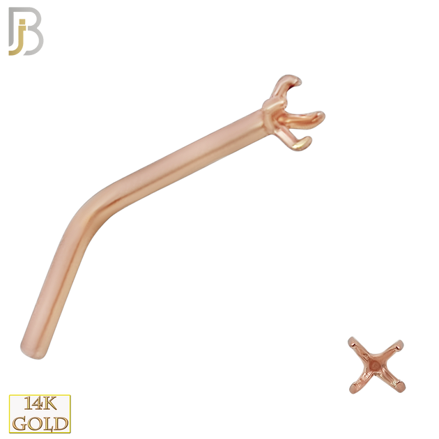 14-NR10R-20 - 20g Thickness 14k Solid Rose Gold Prong Setting L-Shape Mounting Only image 1