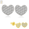 925-ES140 - .925 Sterling Silver Heart Design with Zircon Design Earring Stud image 0