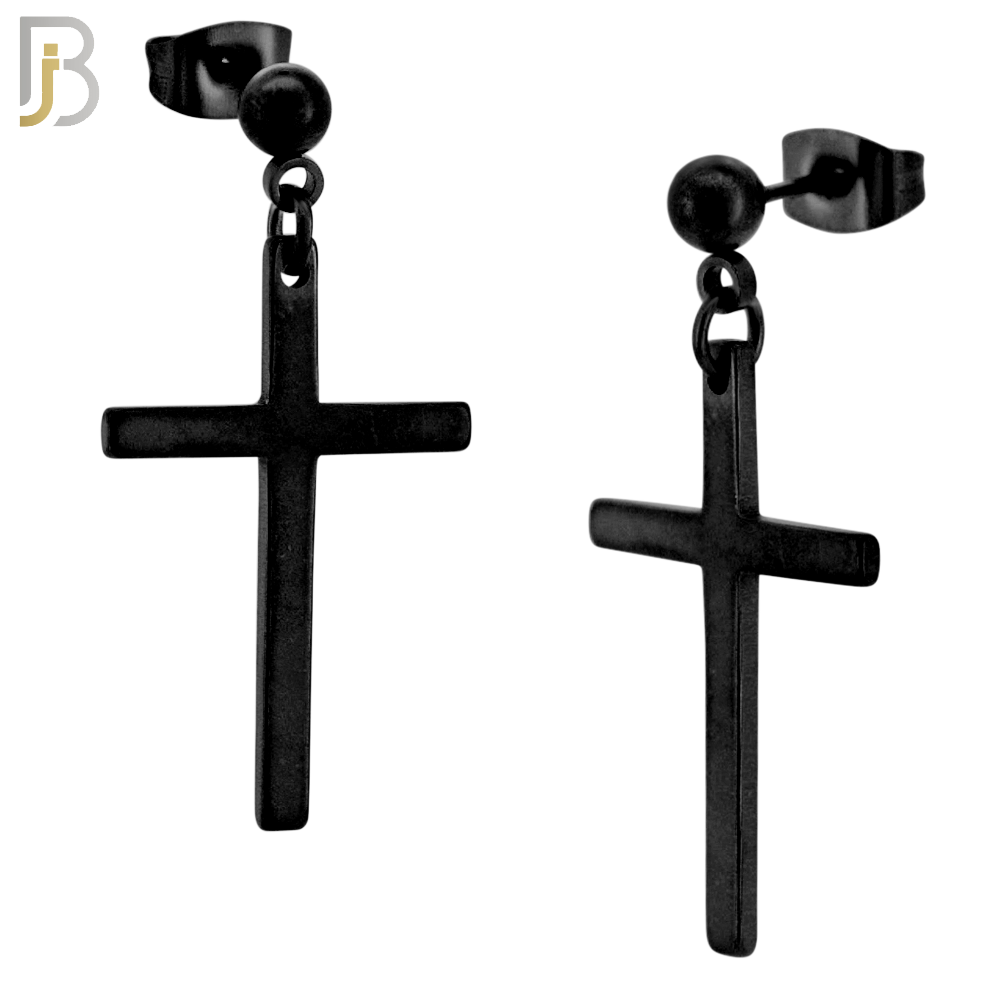 ES90 - 316L Stainless Steel Dangling 25x16mm Cross Design Earrings Stud image 2