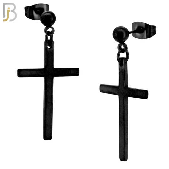 ES90 - 316L Stainless Steel Dangling 25x16mm Cross Design Earrings Stud image 2