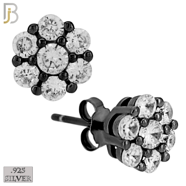 925-ES488K - 925 Sterling Silver Round Flower Push Back Stud Earring image 1