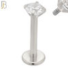 LB14SC16 - 316L Surgical Steel Bar Prong Setting  Zircon Internally Threaded Labret image 3