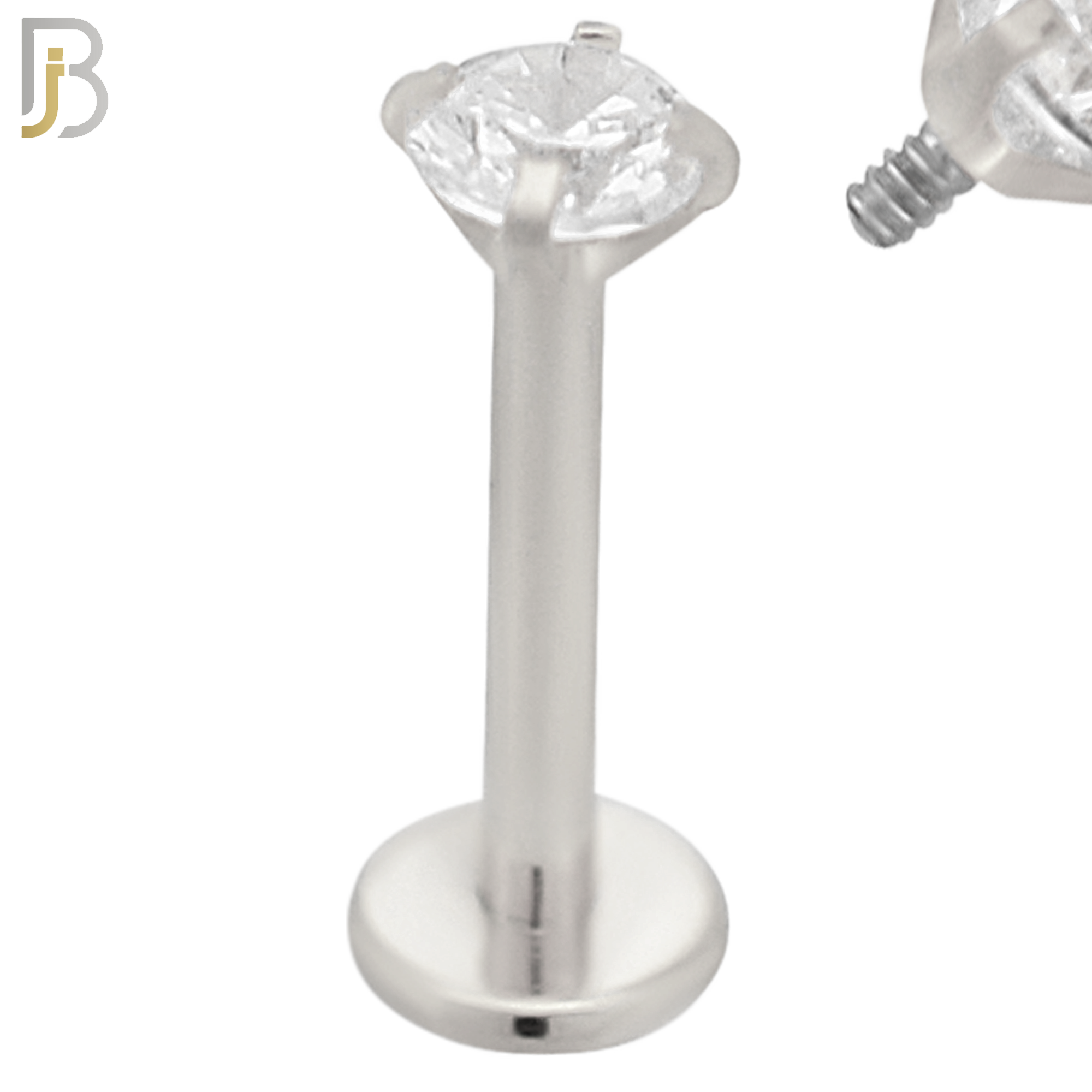 LB14SC16 - 316L Surgical Steel Bar Prong Setting  Zircon Internally Threaded Labret image 3