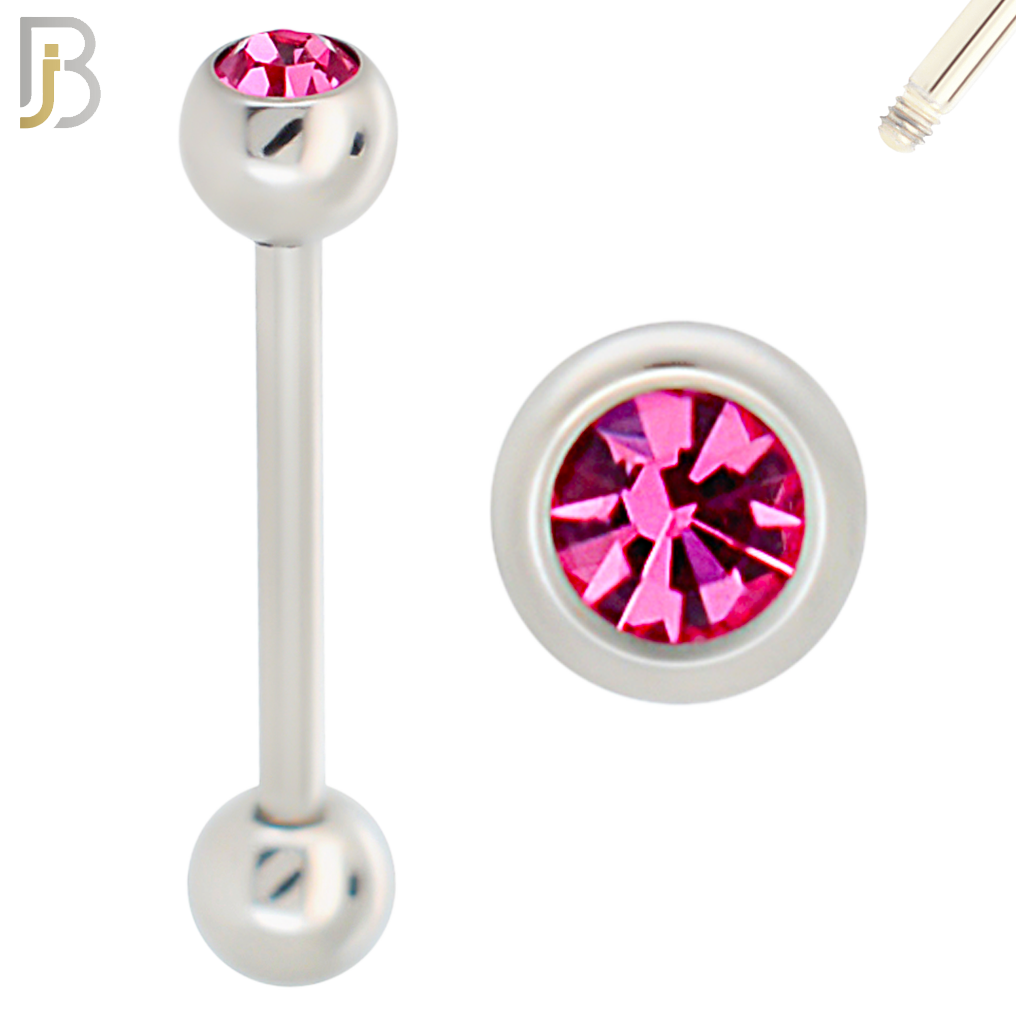 BB05S-5 - 316L Surgical Steel Screw Barbell with 5mm Bezel Ball External Threaded (PACK OF 6) image 4