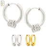 ES279 - 316L Stainless Steel Plain Huggies with 5 Rings Clip On image 0