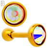 TB118GA -  Gold Plated AB Color 316L Stainless Steel Bezel Tragus/Cartilage Barbell (PACK OF 6) image 3