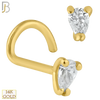 14-NR32C- 14k Solid Gold Nose Screw with Tear Drop Shape CZ in Prong Setting image 0