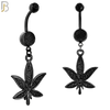 N002 - 316L Stainless Steel Dangling Marijuana Leaf Sandpaper Design Belly Ring with 4mm Screw Ball image 6