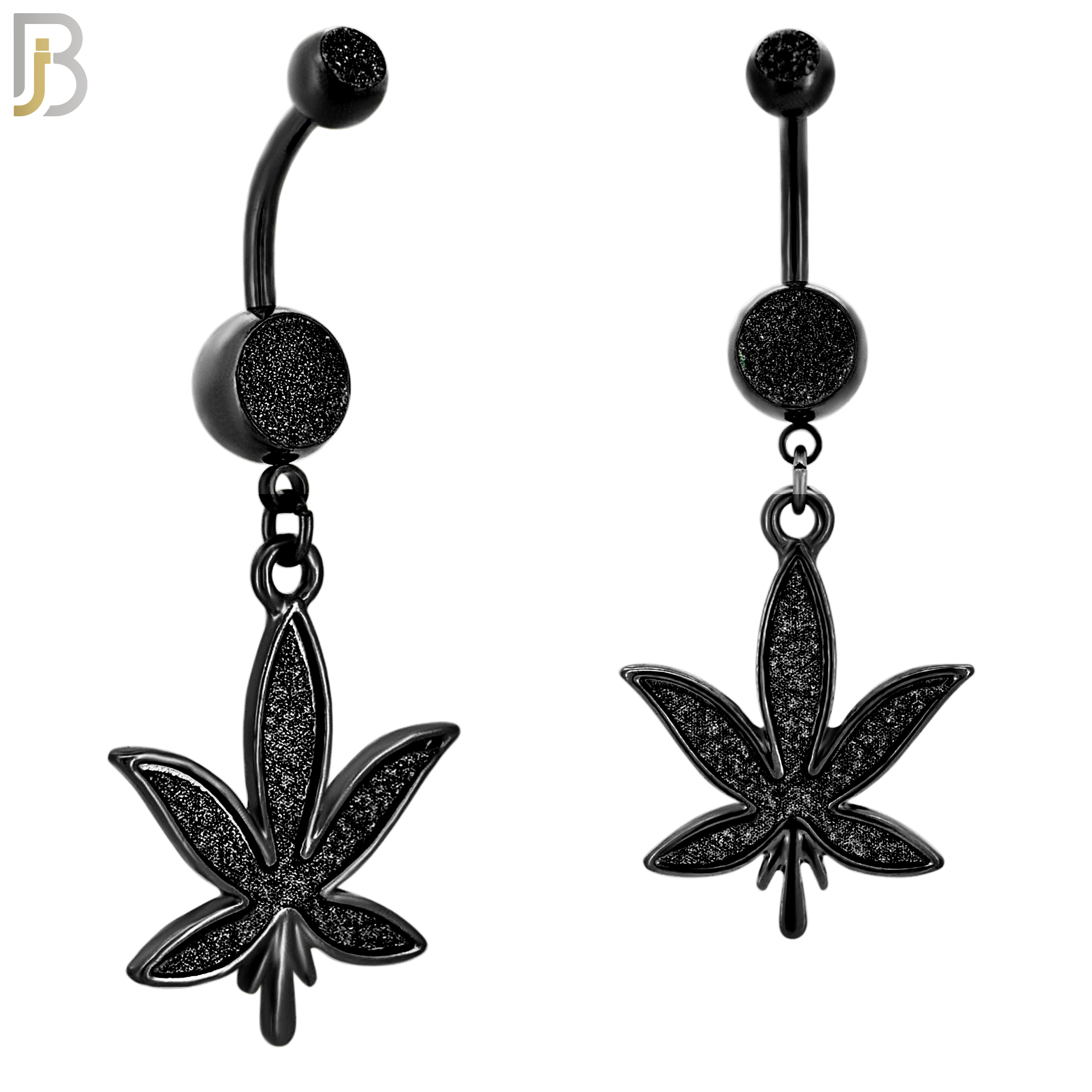 N002 - 316L Stainless Steel Dangling Marijuana Leaf Sandpaper Design Belly Ring with 4mm Screw Ball image 6